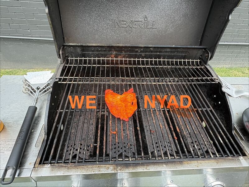 The Nyad team together outdoors